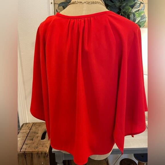 GIANNI BINI Red Flowy Top Shirt size XS Tomato Girl Summer - Picture 5 of 5